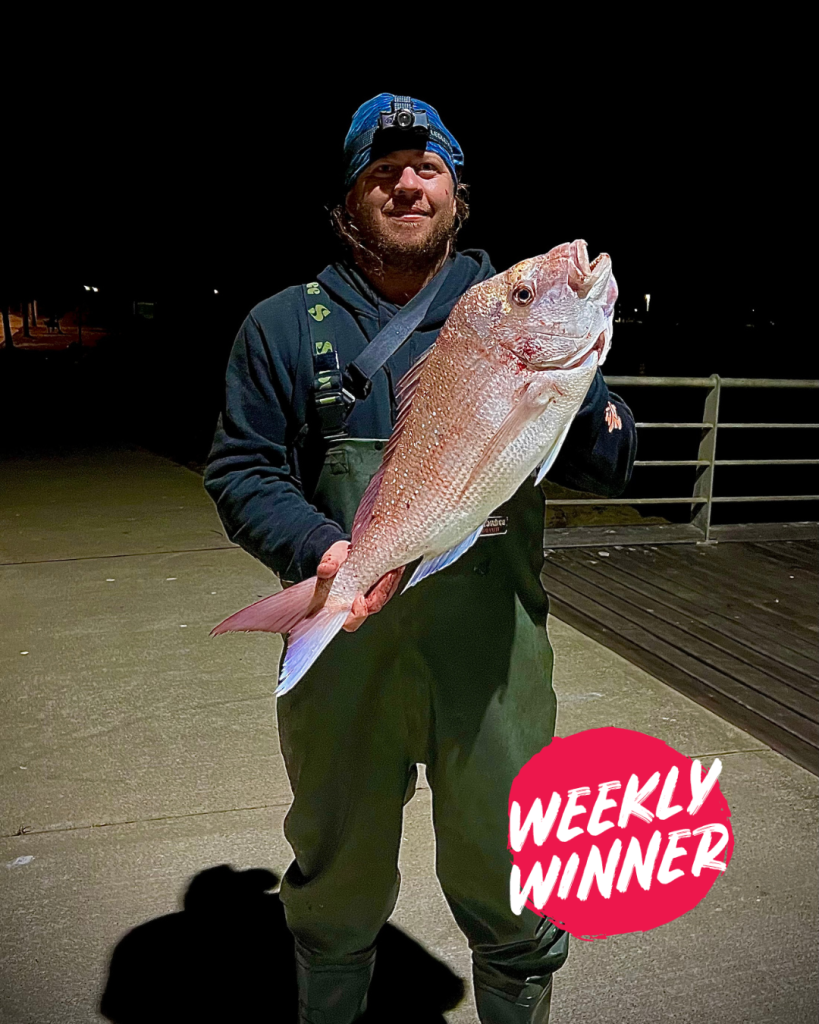 Weekly Winner Blair with his Local Land Based Snapper