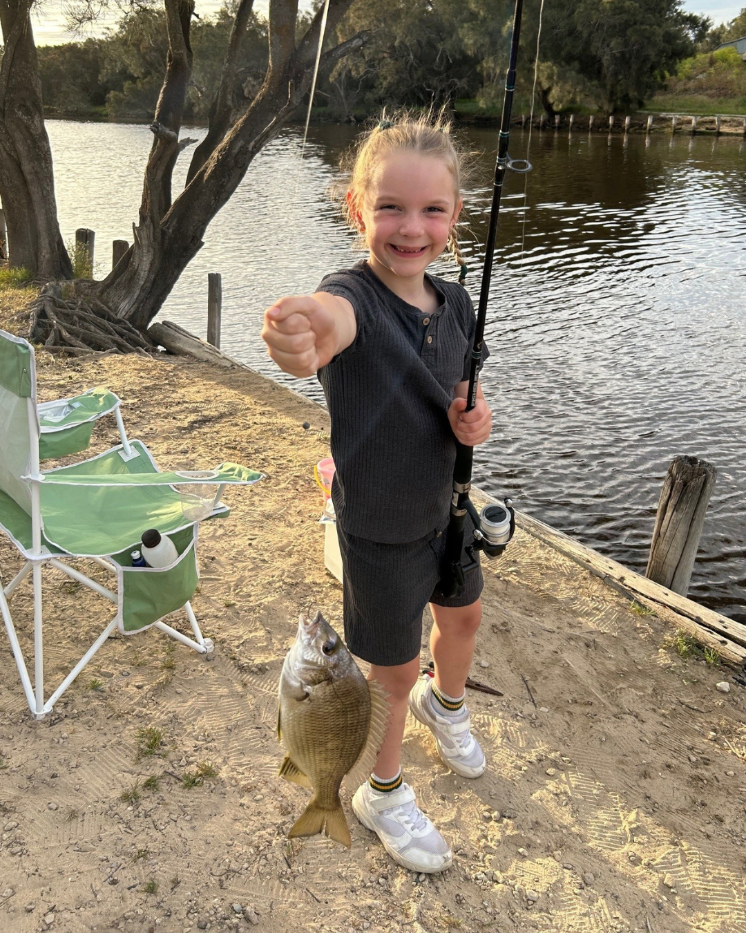 Evalyn with a nice Black bream from a productive session