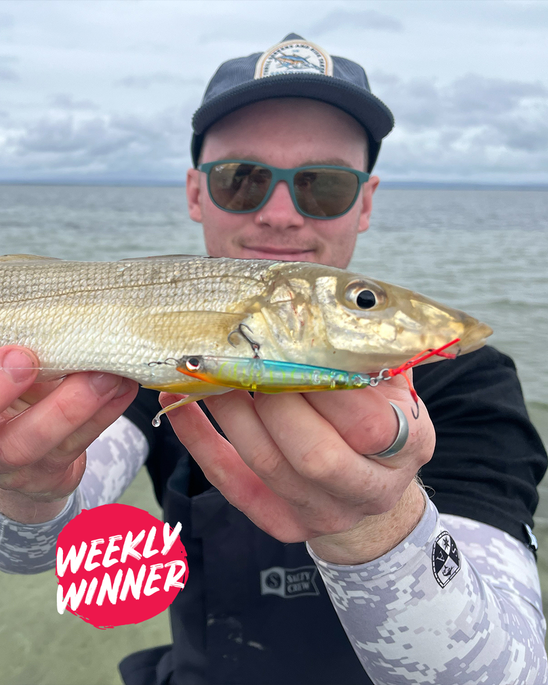 Weekly Winner Matty with a surface estuary Yellow fin on the new TW Miami Slippery Dog