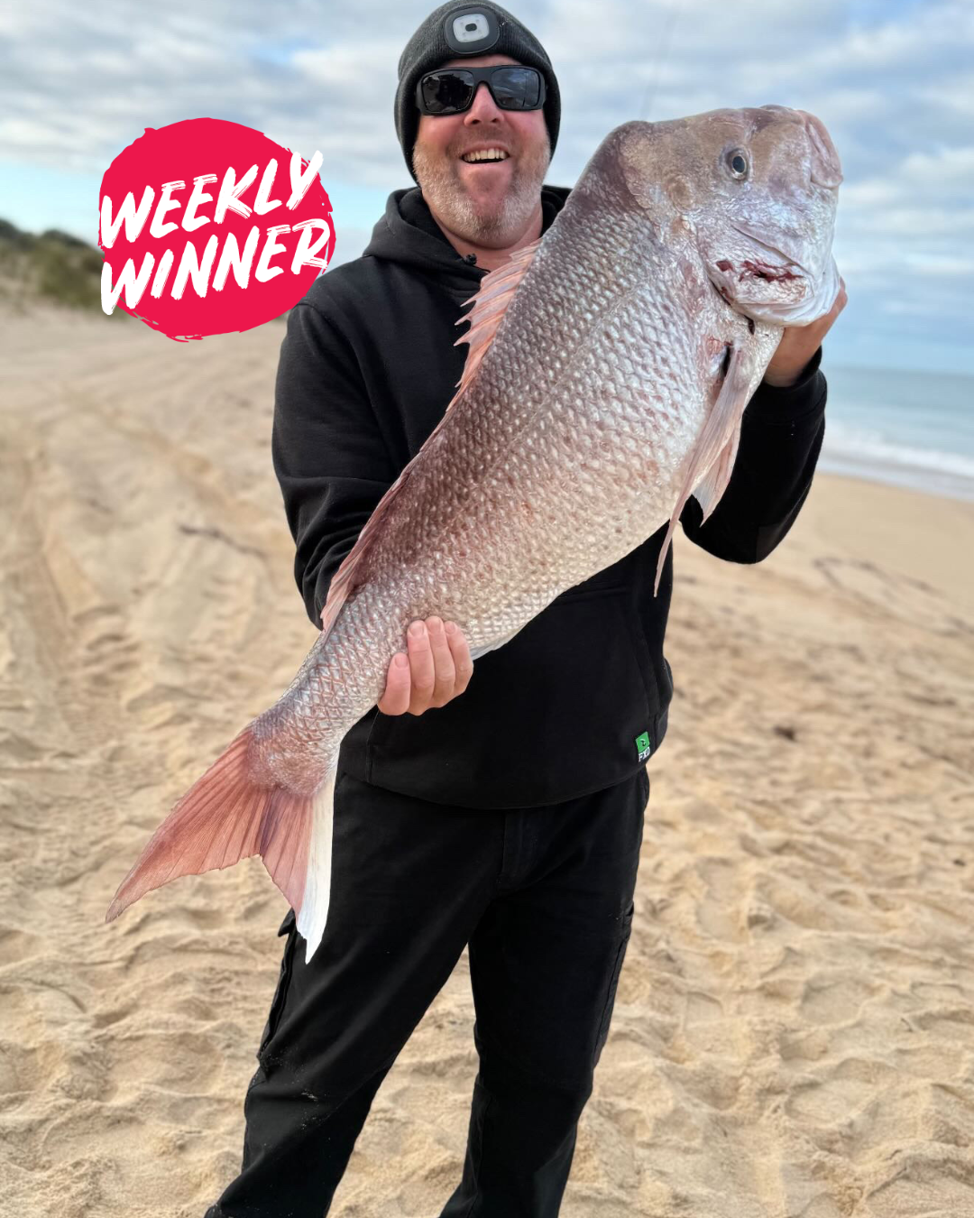 Weekly Winner Luke with his Land Based Snapper