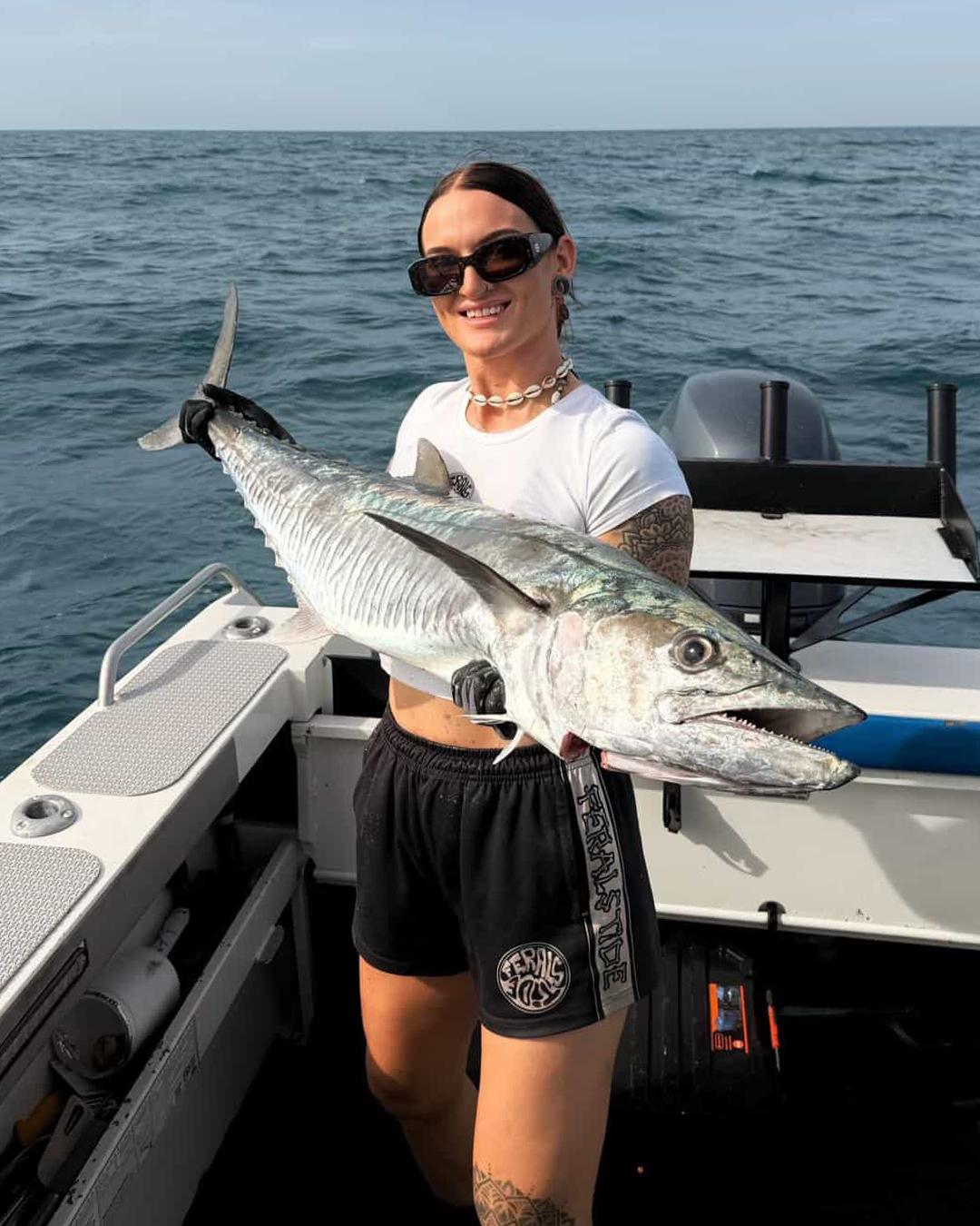 Angler with Spanish mackerel caught during northern fishing trip from Mandurah