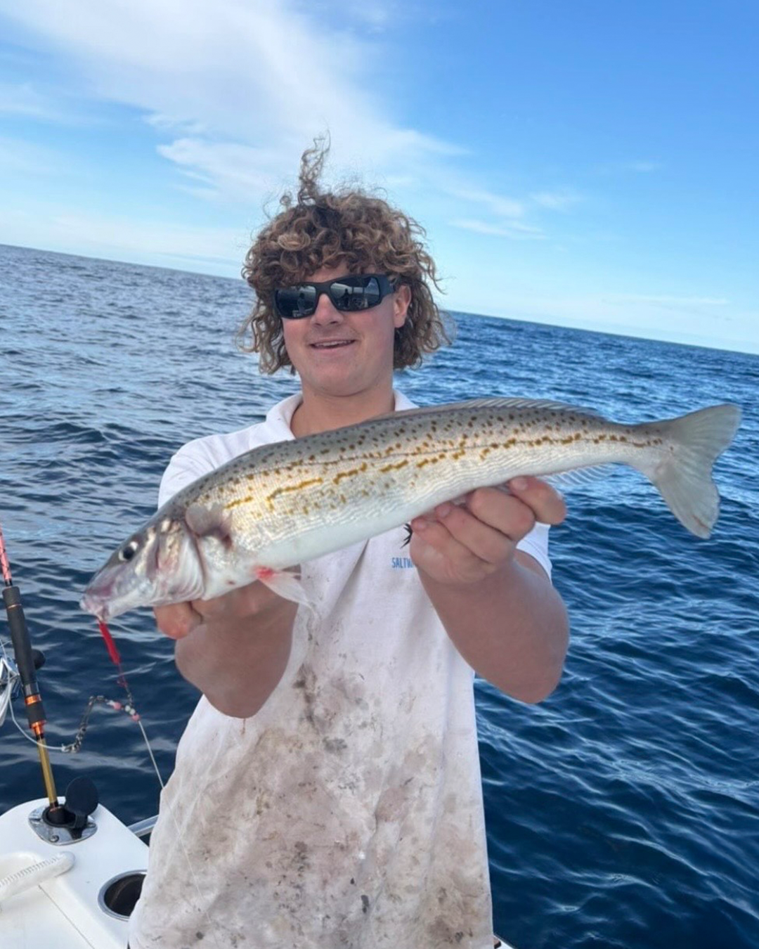 Angler with large King George Whiting caught offshore