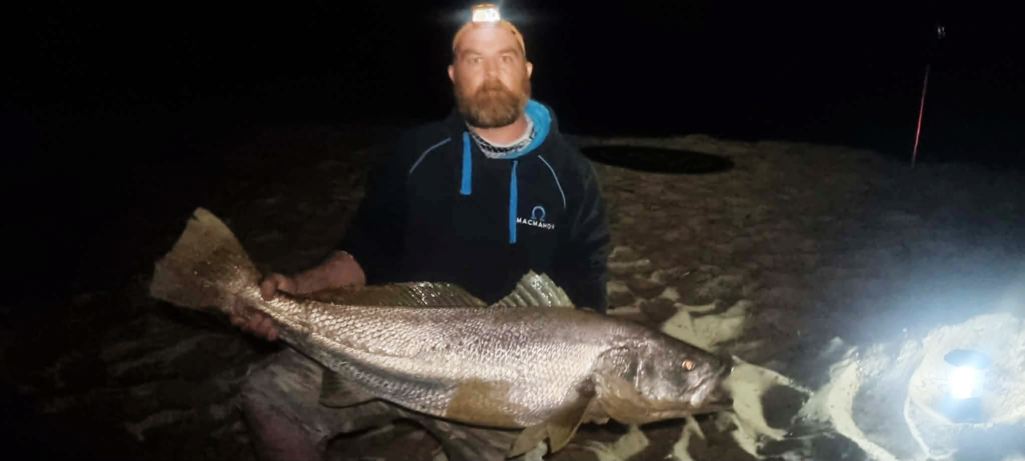 Angler Daniel displaying mulloway caught in local Mandurah waters