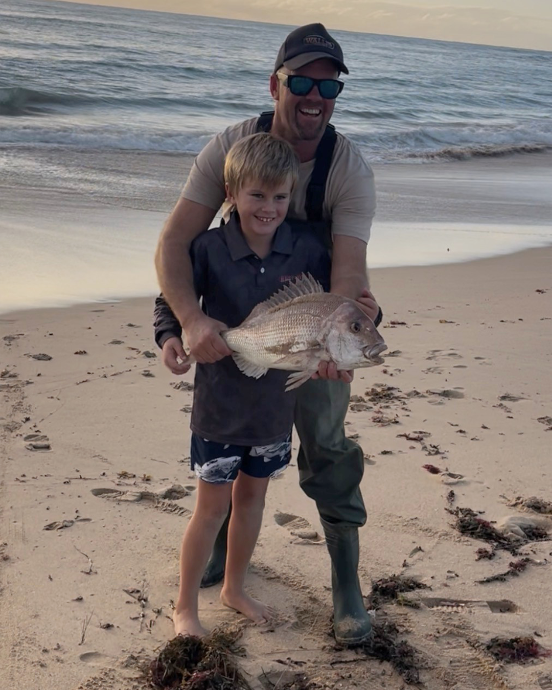First time angler with freshly caught snapper from Mandurah waters